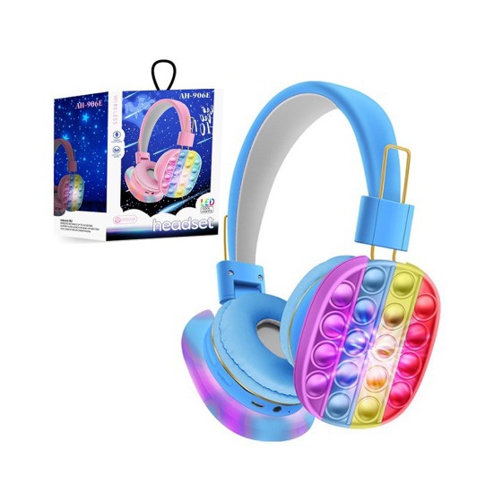 Bubble Toy Wireless Headphones AH-906E with LED Blue